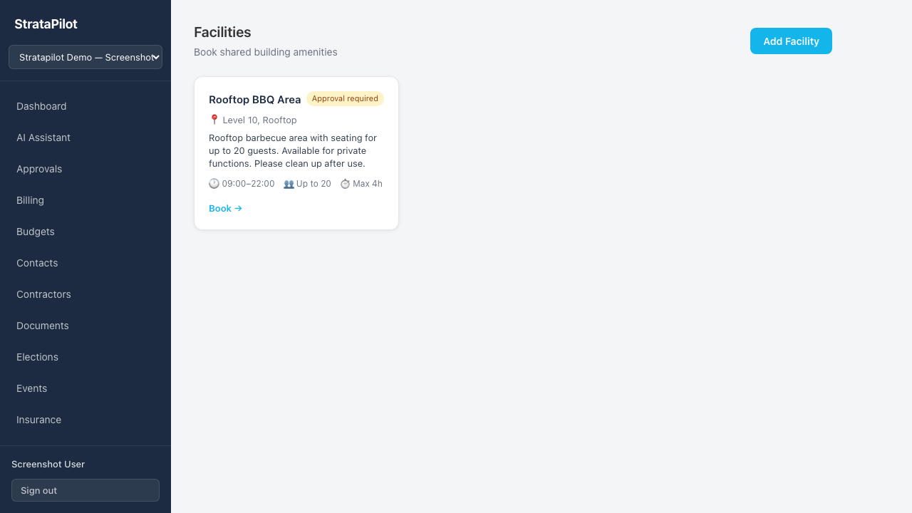 Facilities list