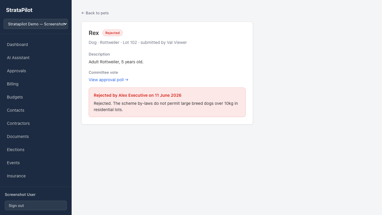 Rejected registration detail
