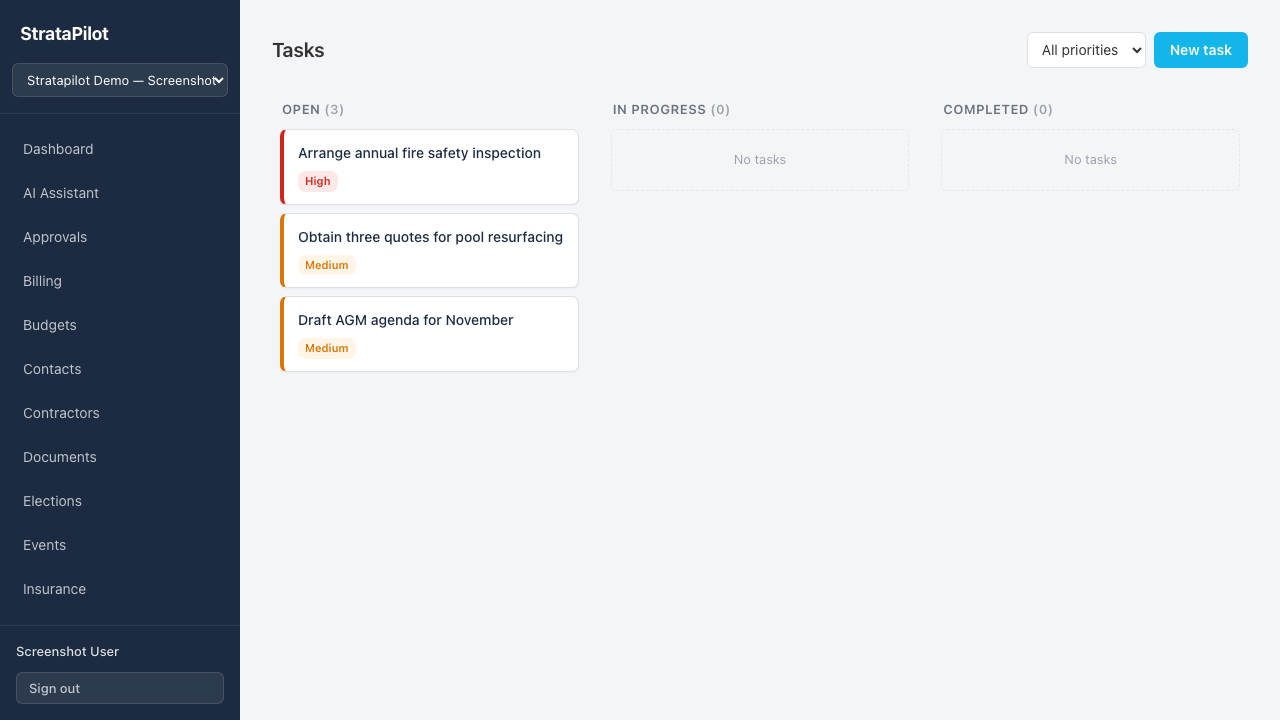 Tasks kanban board