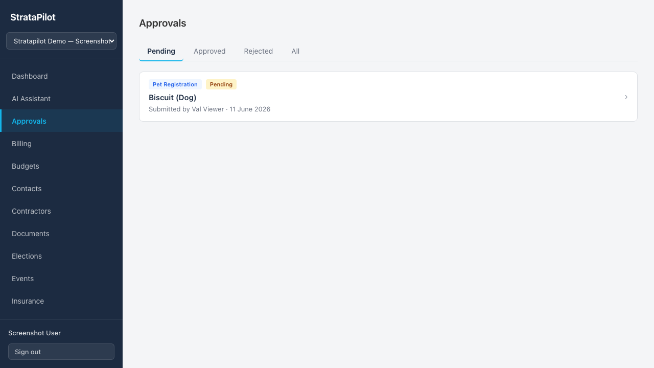 Approvals inbox