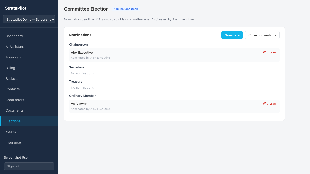 Election detail — nominations open
