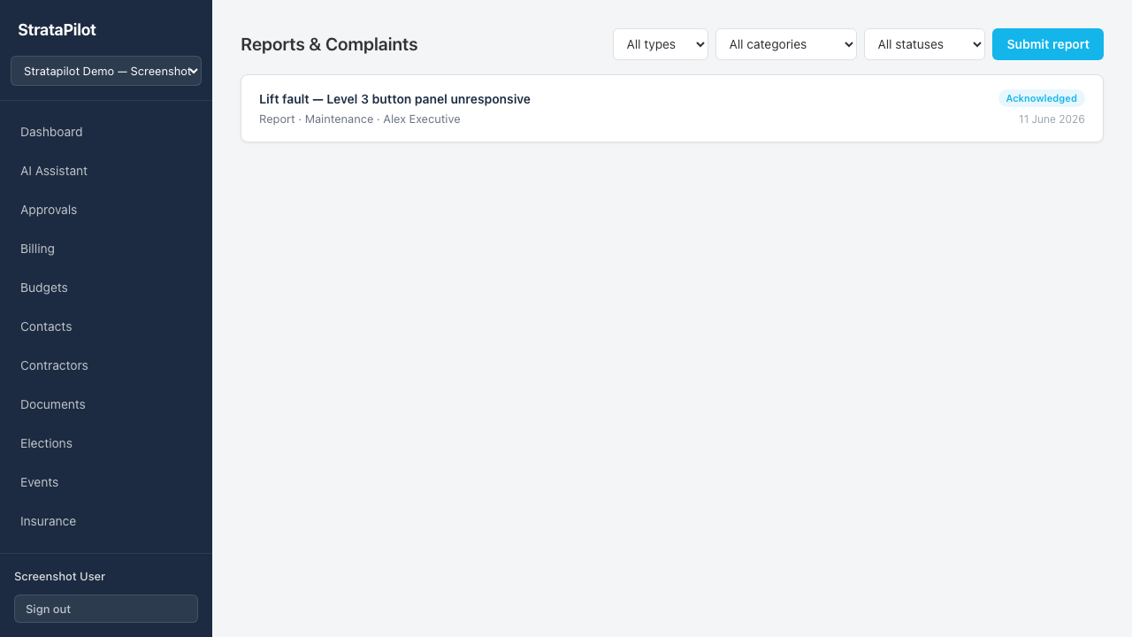Reports list — committee view